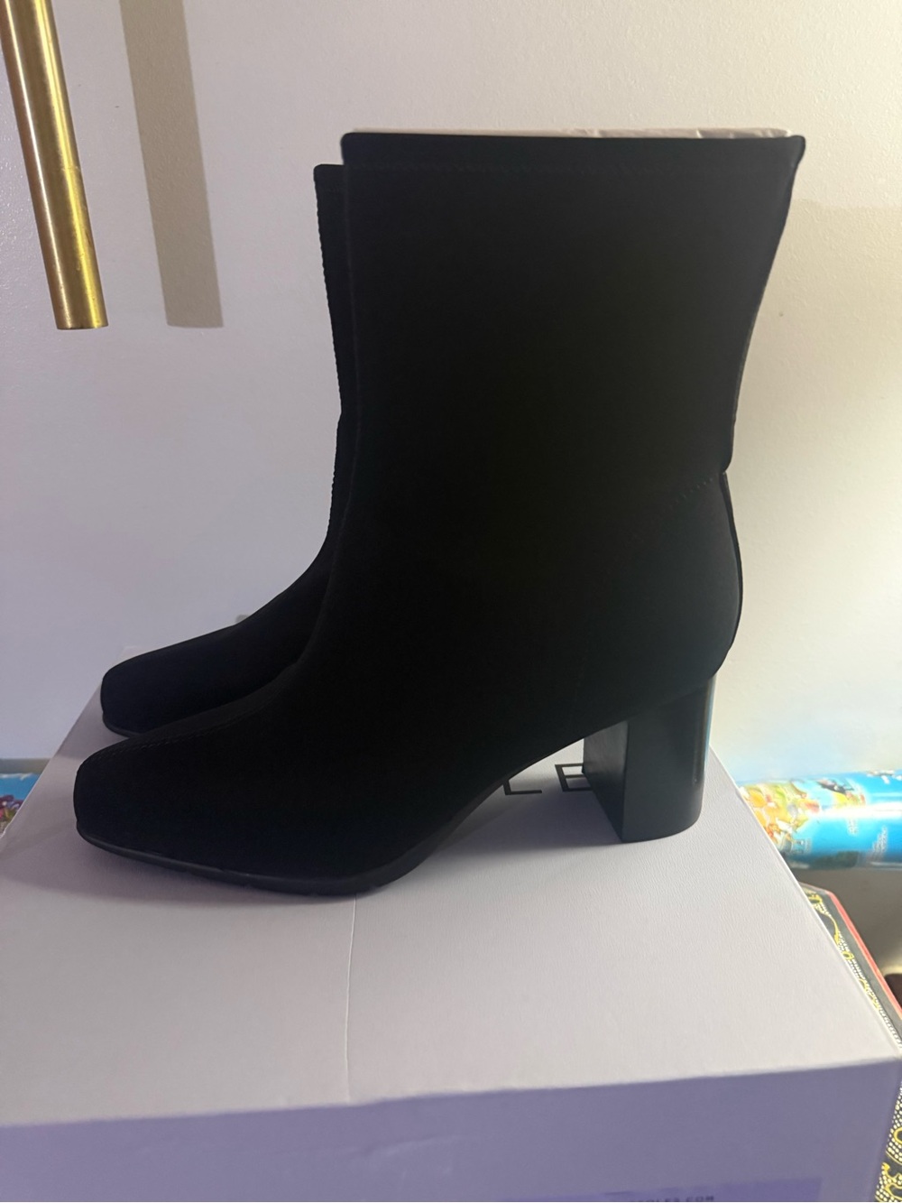 💥 AEROSOLES MILEY Stretch Booties 8.5M Black Block Heel 💥